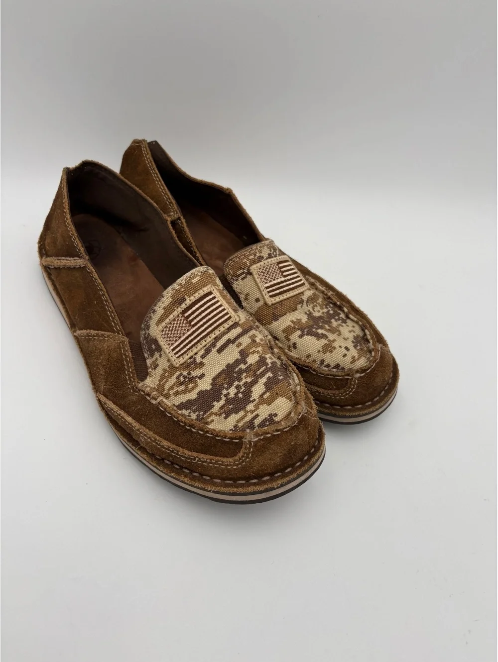 Ariat Cruiser Patriot Men's 8.5B Brown Suede and Canvas Slip-On Shoes American